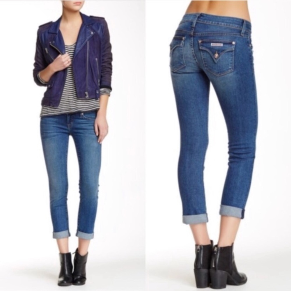 ✅Hudson Womens Jeans Size 27 Ginny Crop Straight Cuffed Flap Pocket Low Rise